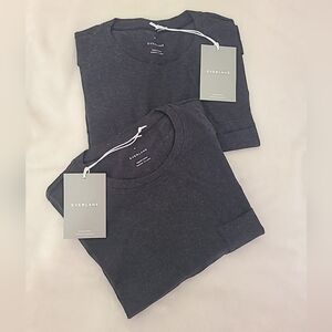 2 EVERLANE The Organic Cotton Box Cut Pocket Tee XS Charcoal Essential  Rlxd 90s